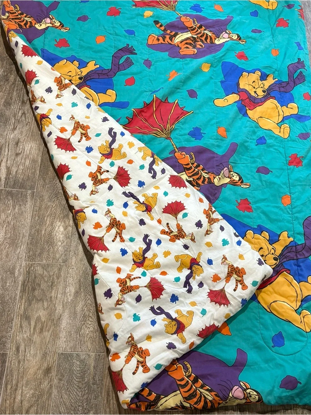 Vtg Disney Winnie The Pooh & Tigger Blustery Day Comforter & Sheets 90's 60x 83”